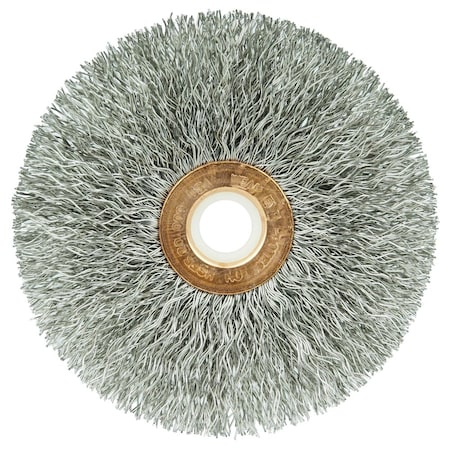 Weiler 3" Dia Crimped Wire Wheel, .0118" Fill, 1/2"-3/8" Arbor Hole 16963